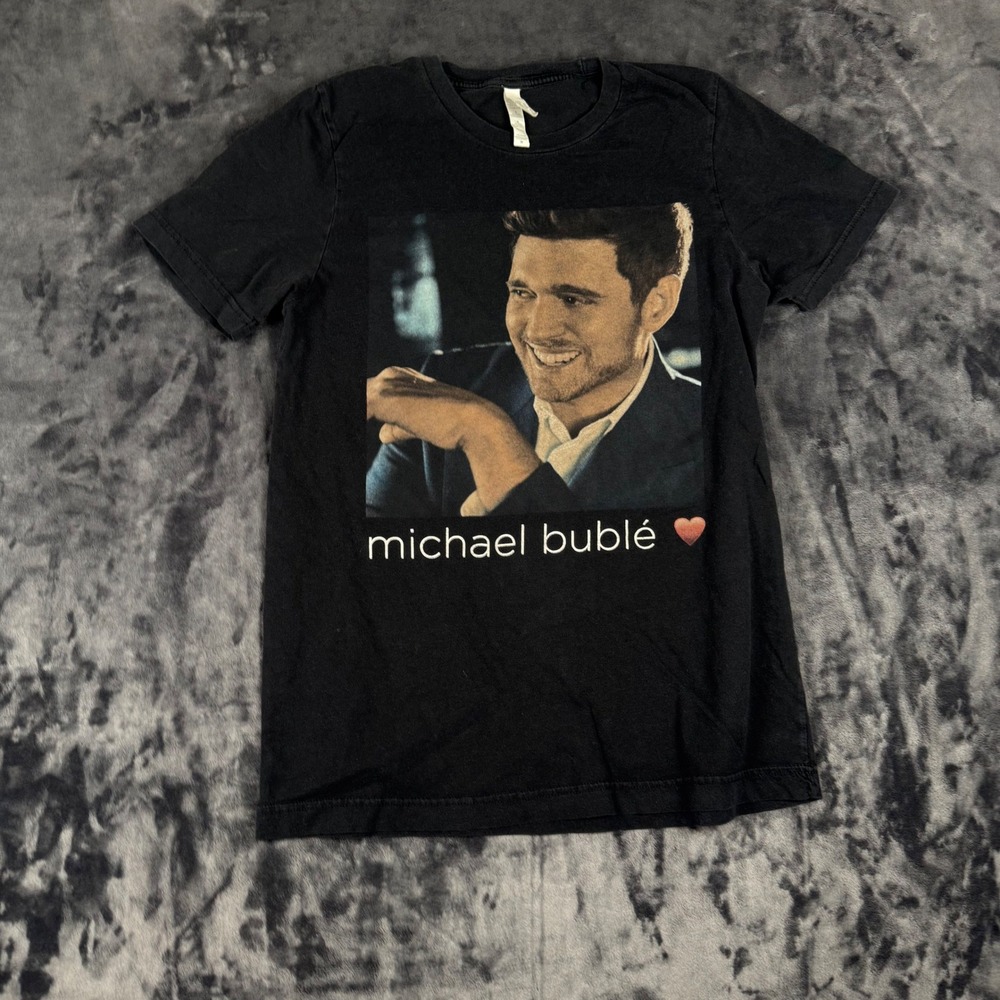 Canvas Michael Buble Tour T-Shirt Unisex Medium Black 2019 Concert Graphic Tee